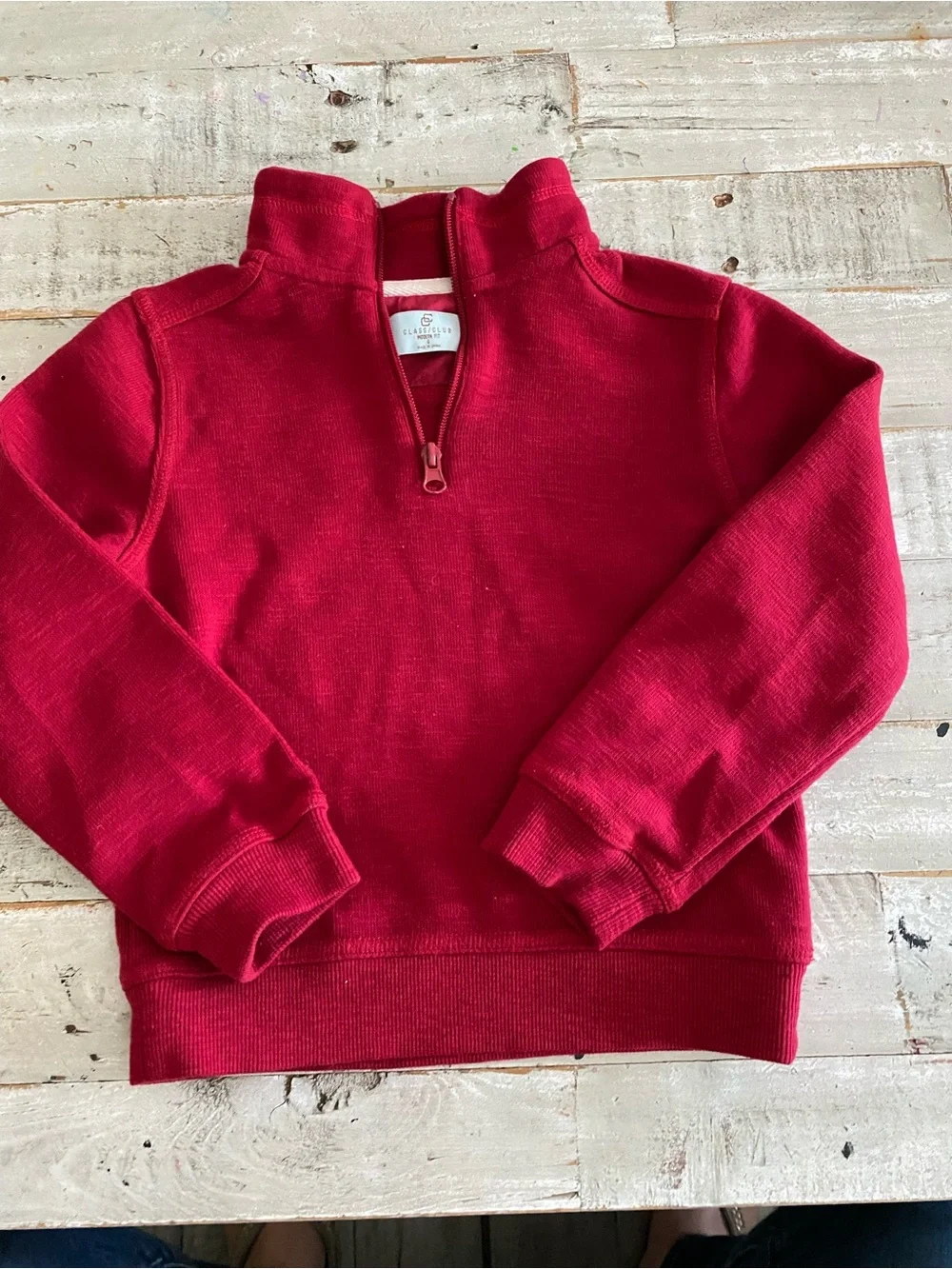 Red Quarter-Zip Pullover Sweatshirt
